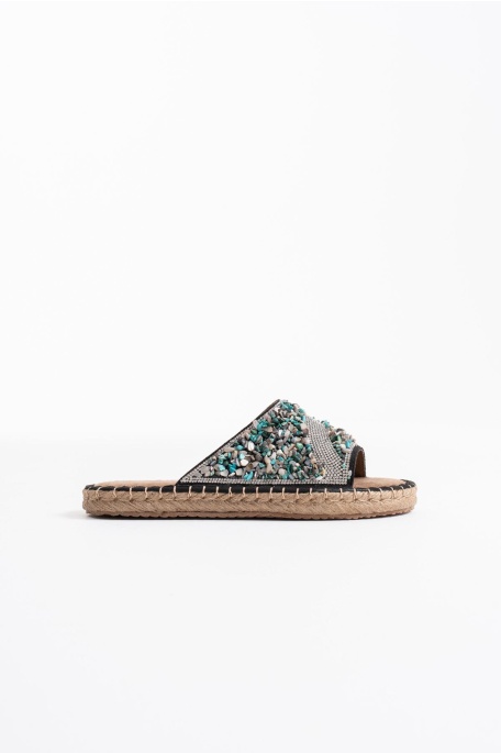 Dennis Kadın Siyah Taş İşlemeli Terlik