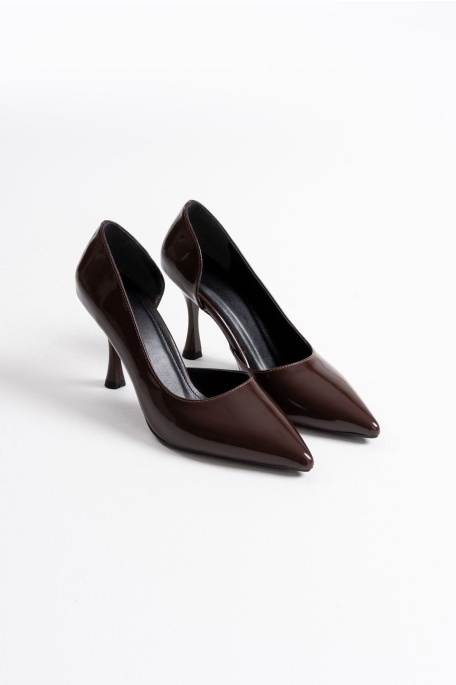 Angela Kadın Acı Kahve Rugan Topuklu Ayakkabı