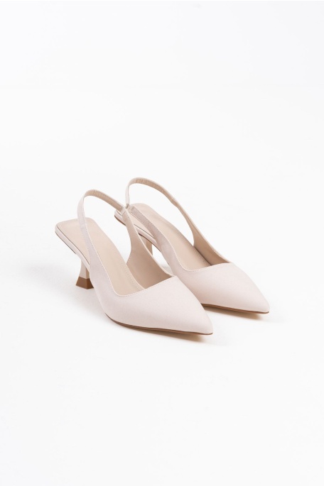 Angelica Kadın Bej Saten Topuklu Ayakkabı