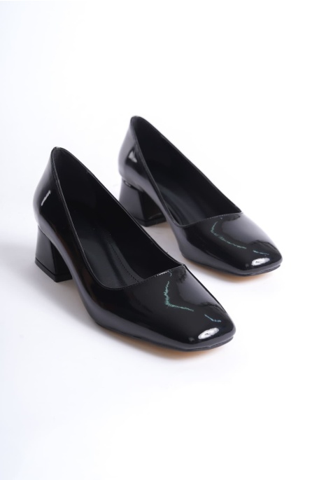 Clay Kadın Siyah Rugan Topuklu Ayakkabı