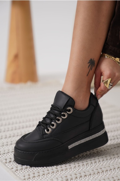 Alice Kadın Siyah Tabanlı Siyah Gizli Topuklu Sneaker