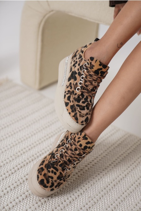 Alice Kadın Leopar Desenli Gizli Topuklu Sneaker