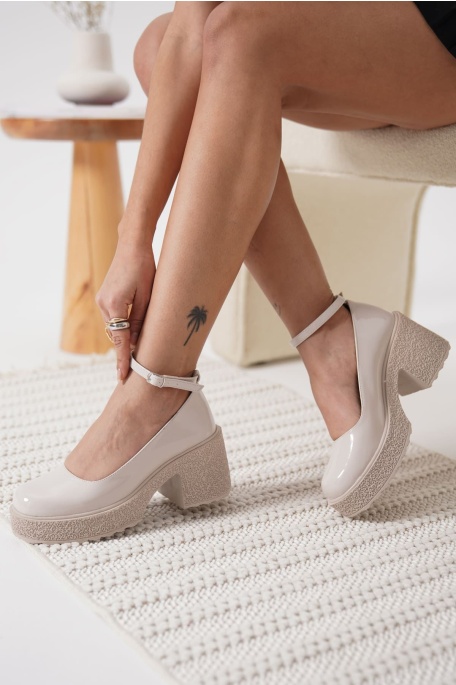 Marla Kadın Bej Rugan Bilekten Baretli Günlük Ayakkabı