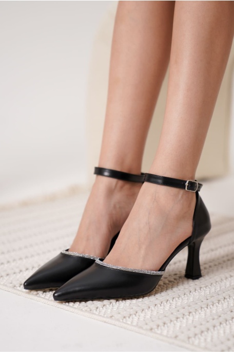 Darla Taşlı Kadın Siyah Topuklu Ayakkabı