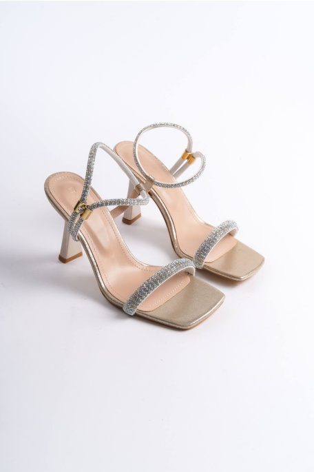 Destina Altın Taşlı Kadın Topuklu Sandalet