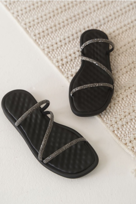 Alba Siyah Kadın Taşlı Terlik