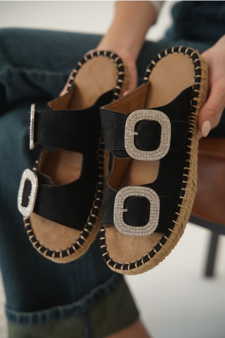 Tyna Süet Siyah Taşlı Kadın Terlik