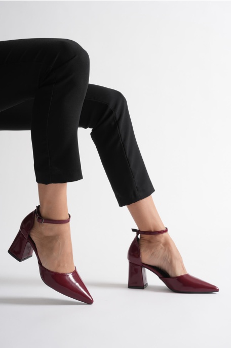 Doren Bordo Rugan Kadın Topuklu Ayakkabı