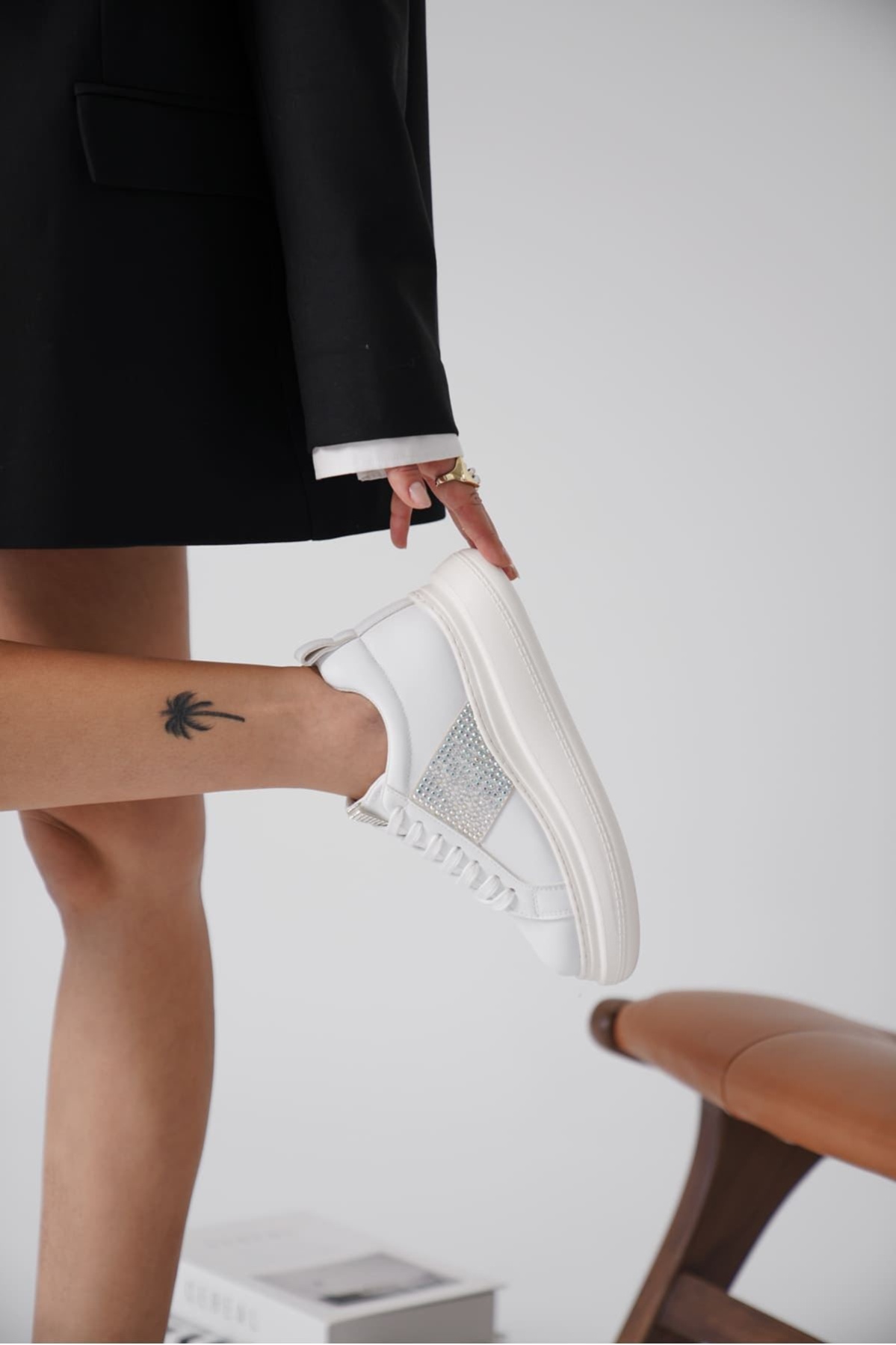 Belinda Beyaz Taşlı Kadın Sneaker