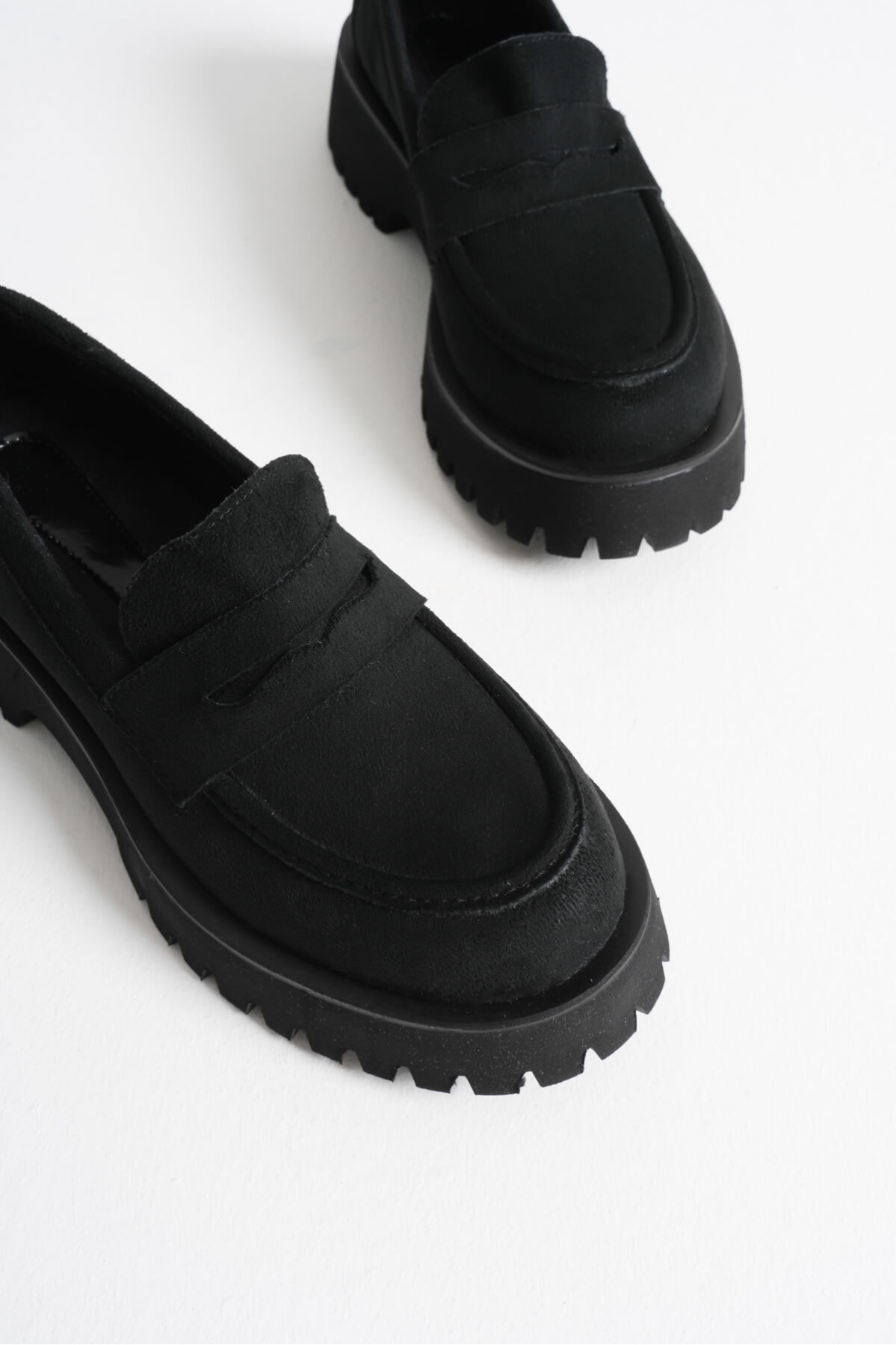 Noir Kadın Günlük Siyah Süet Loafer Ayakkabı