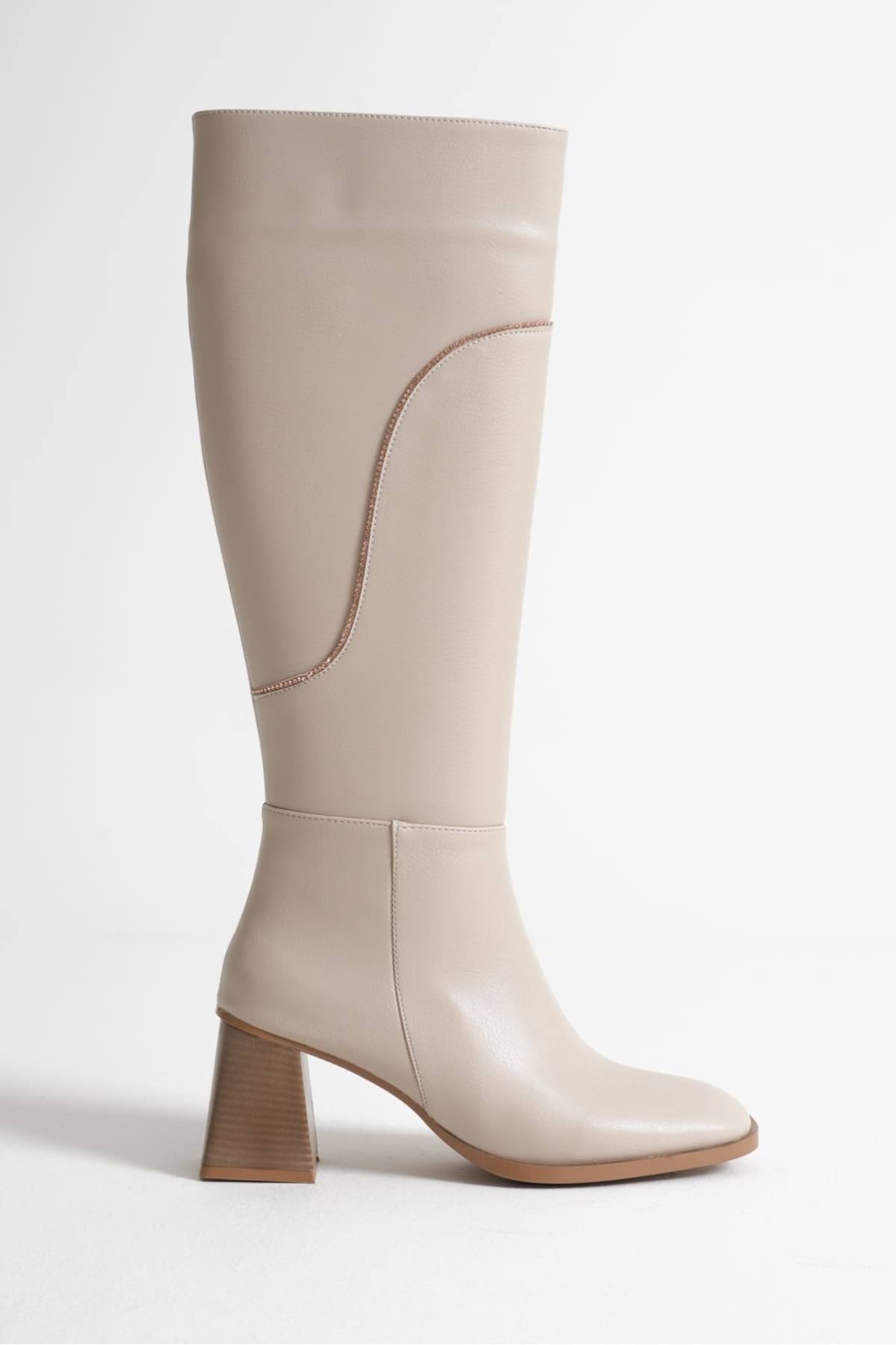 Elora Kadın Topuklu Bej Çizme