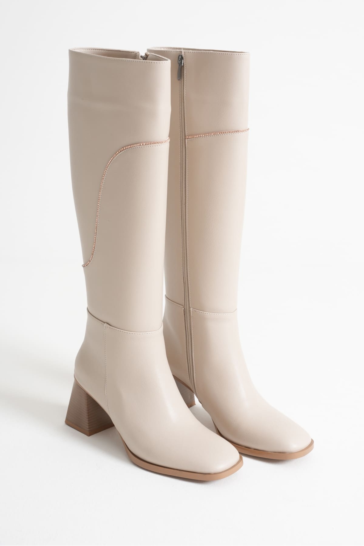 Elora Kadın Topuklu Bej Çizme