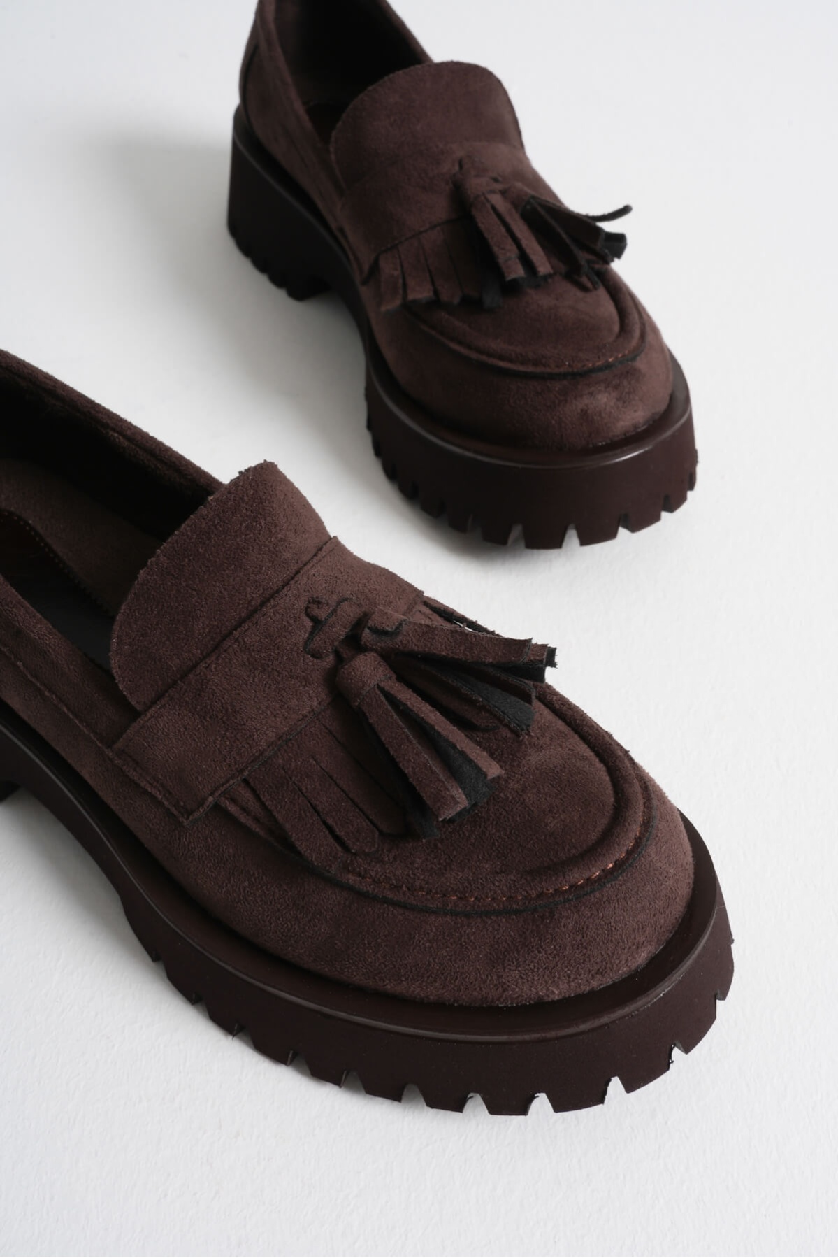 Mina Kadın Günlük Acı Kahve Süet Loafer Ayakkabı