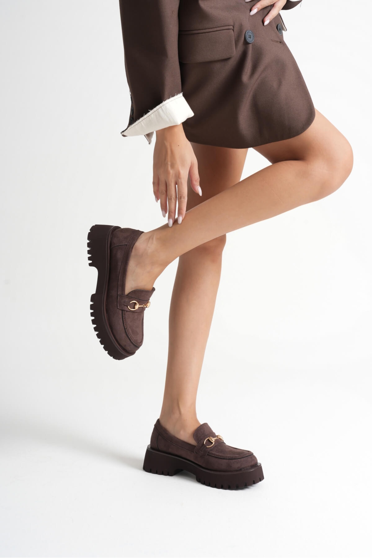 Lara Toka Detaylı Acı Kahve Süet Günlük Loafer Ayakkabı