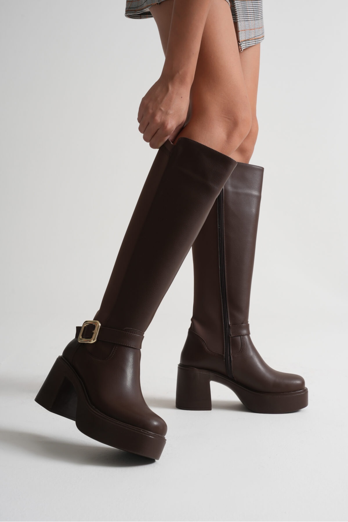 Woly Kadın Günlük Acı Kahve Tokalı Çizme