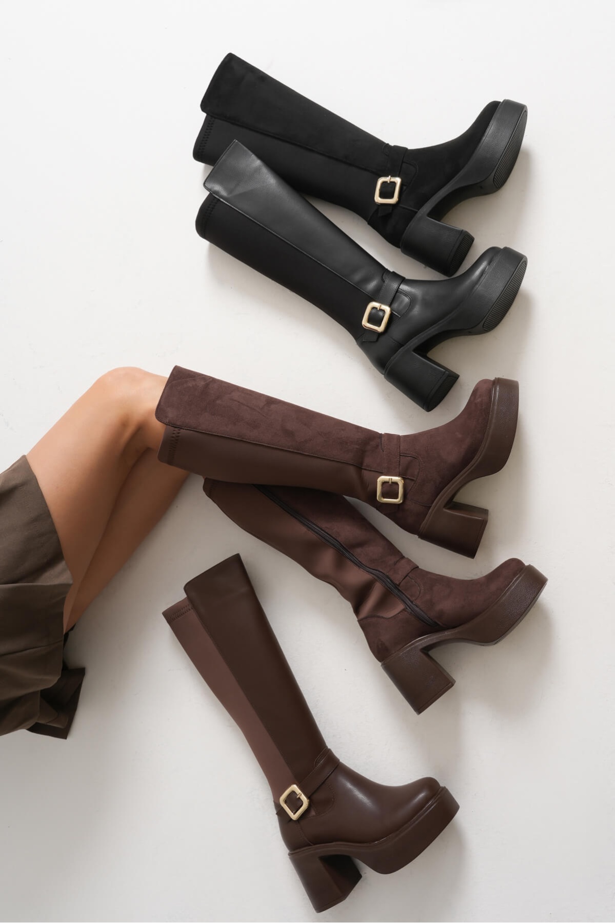 Woly Kadın Günlük Acı Kahve Tokalı Çizme