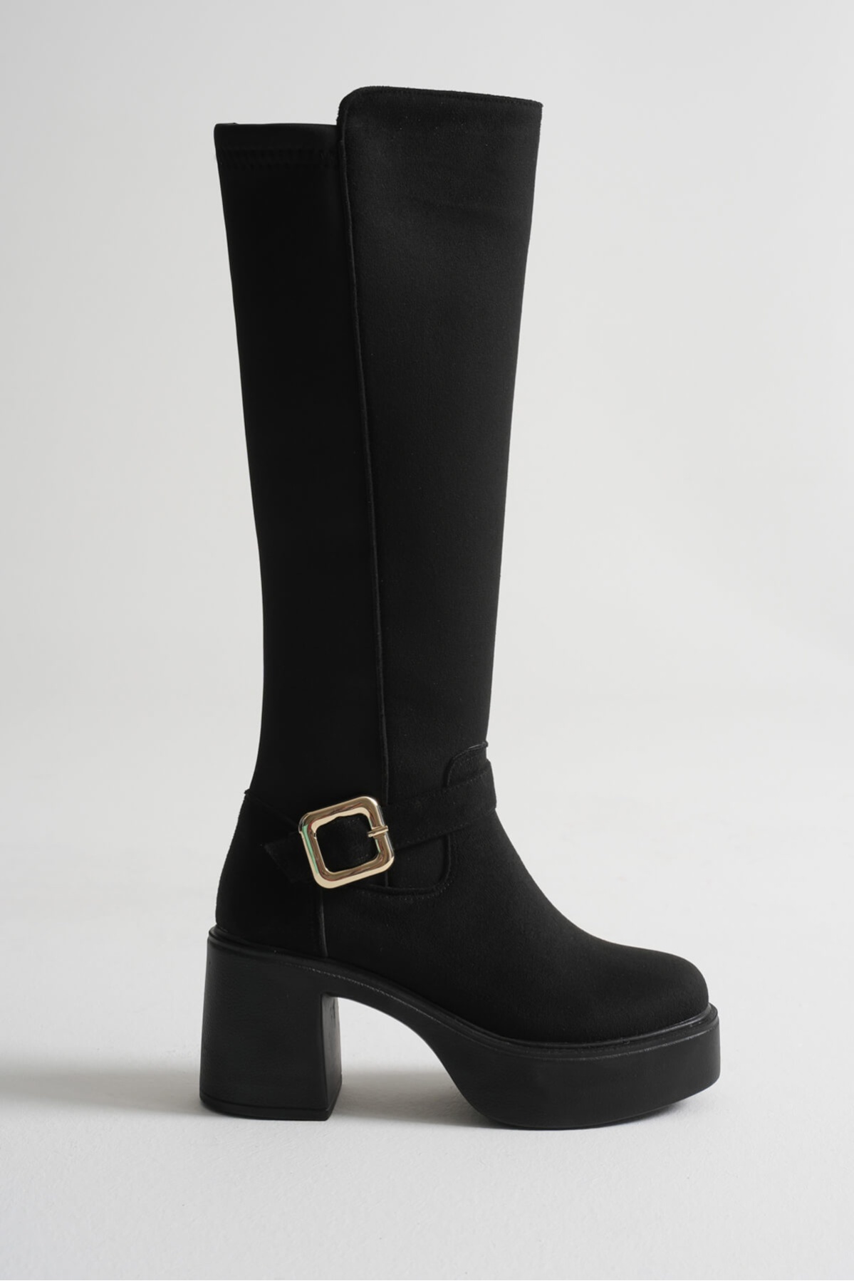 Woly Kadın Günlük Siyah Süet Tokalı Çizme