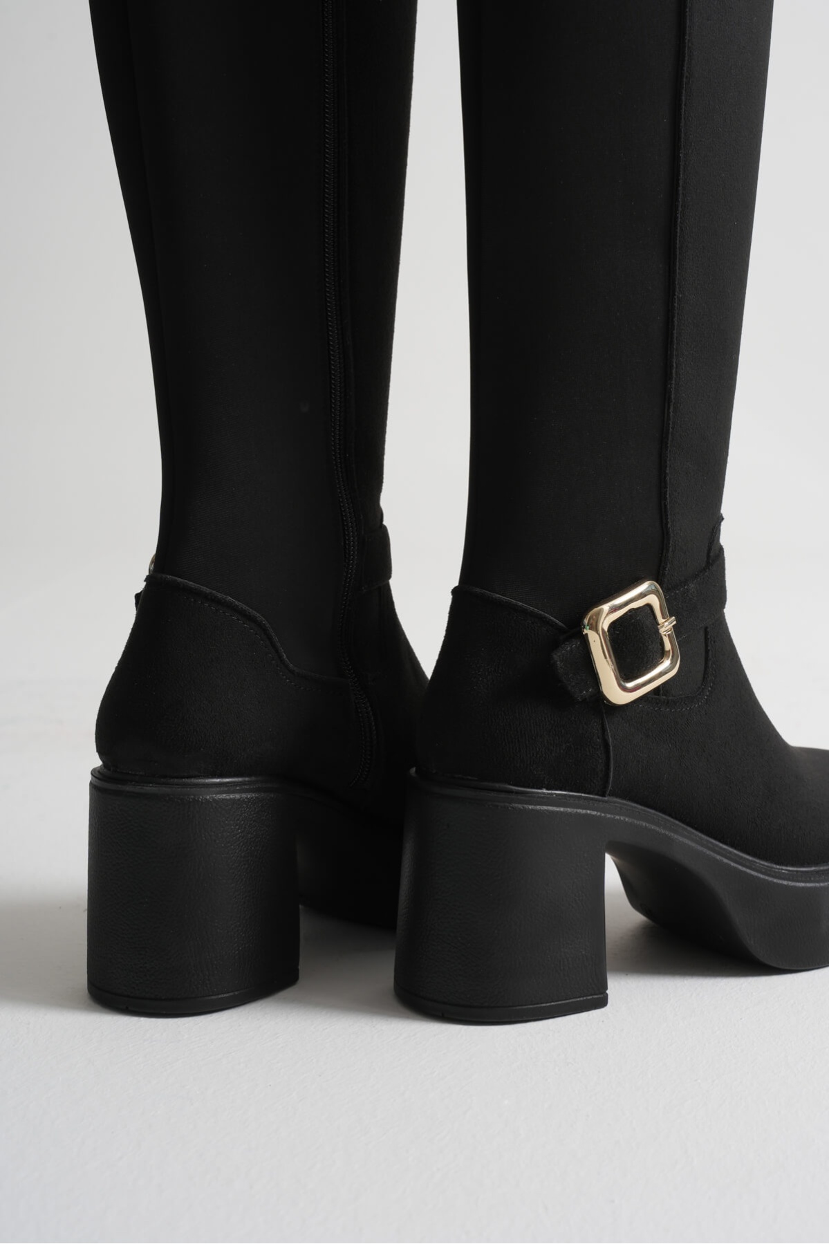 Woly Kadın Günlük Siyah Süet Tokalı Çizme