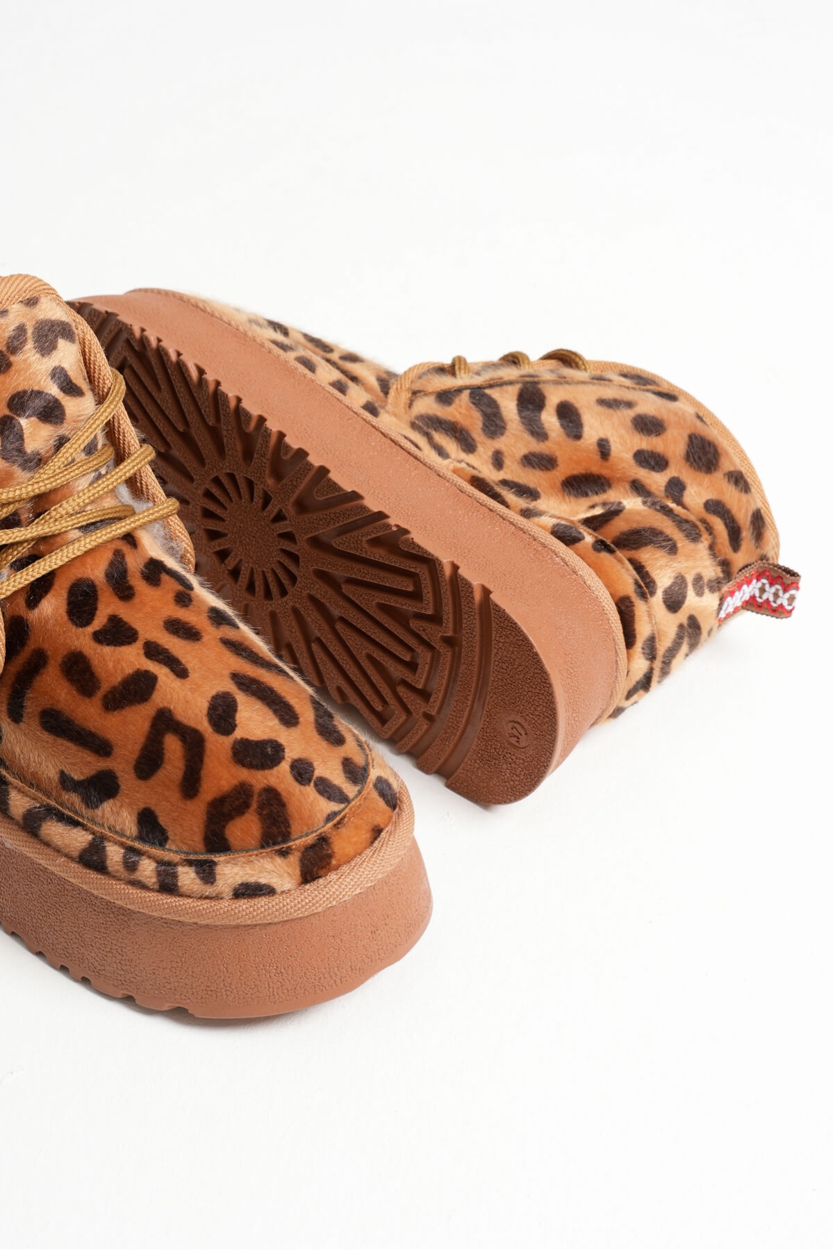 Elena Kadın Kışlık İçi Kürklü Kalın Taban Leopar Desen Bot