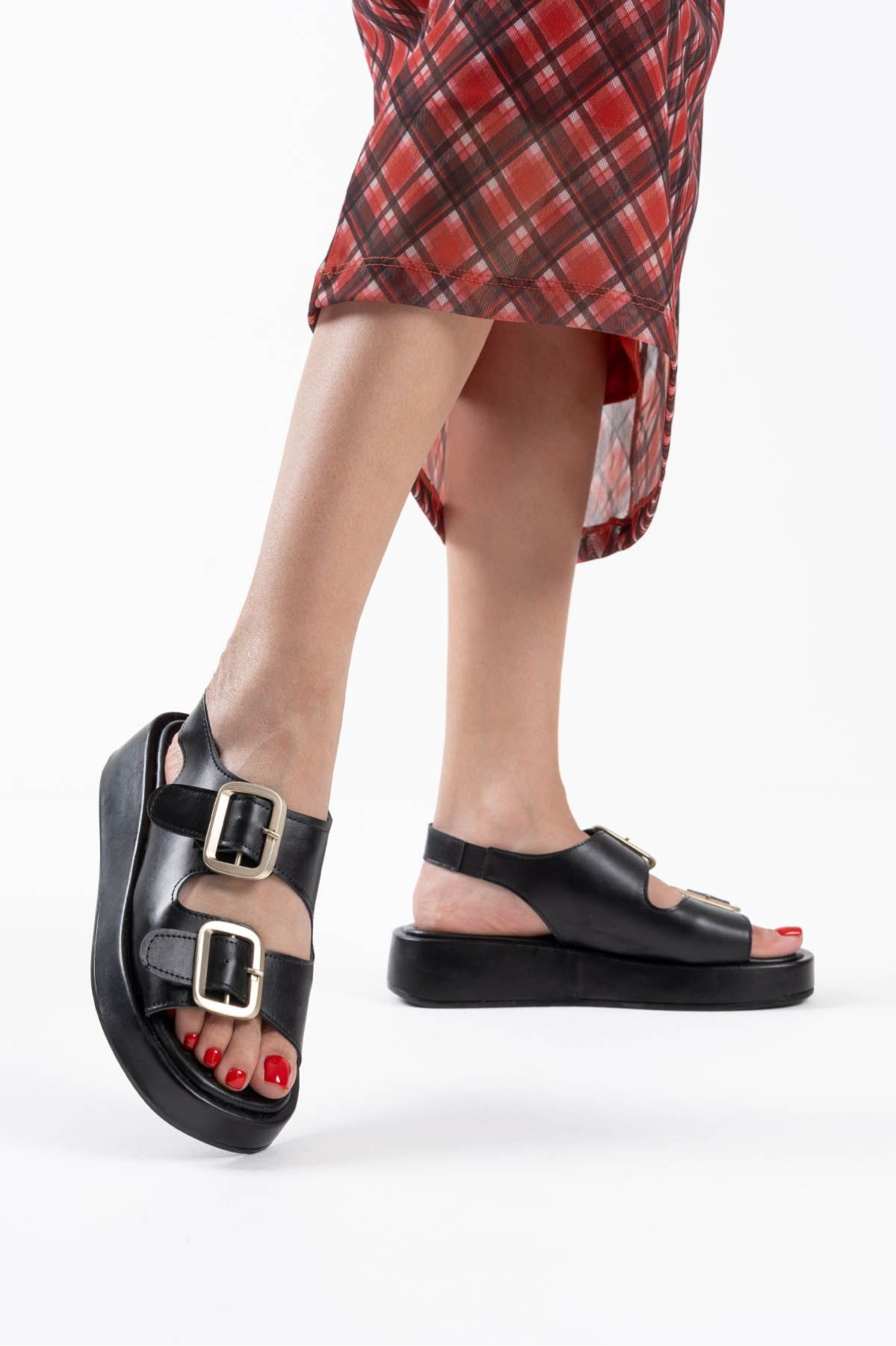 Shery Siyah Cilt Sandalet