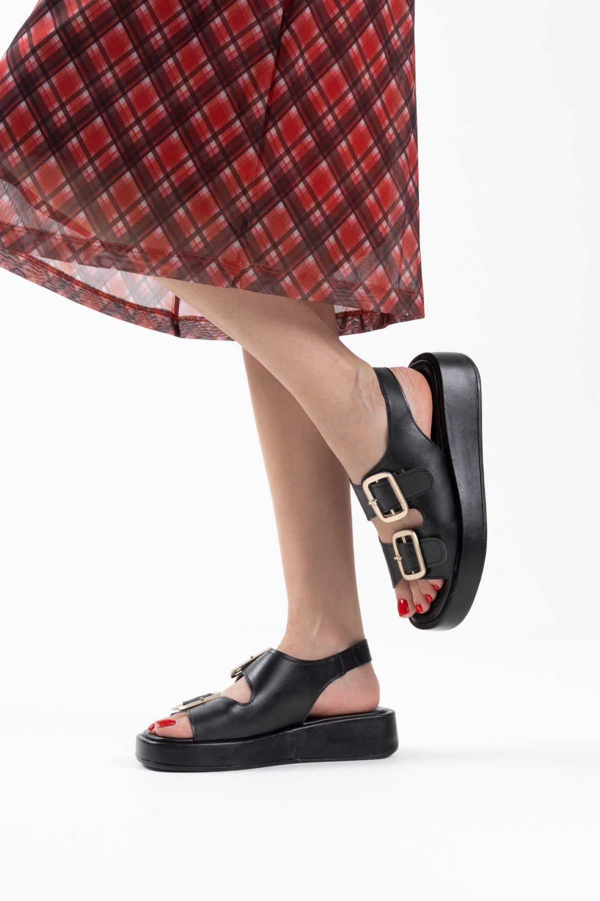 Shery Siyah Cilt Sandalet