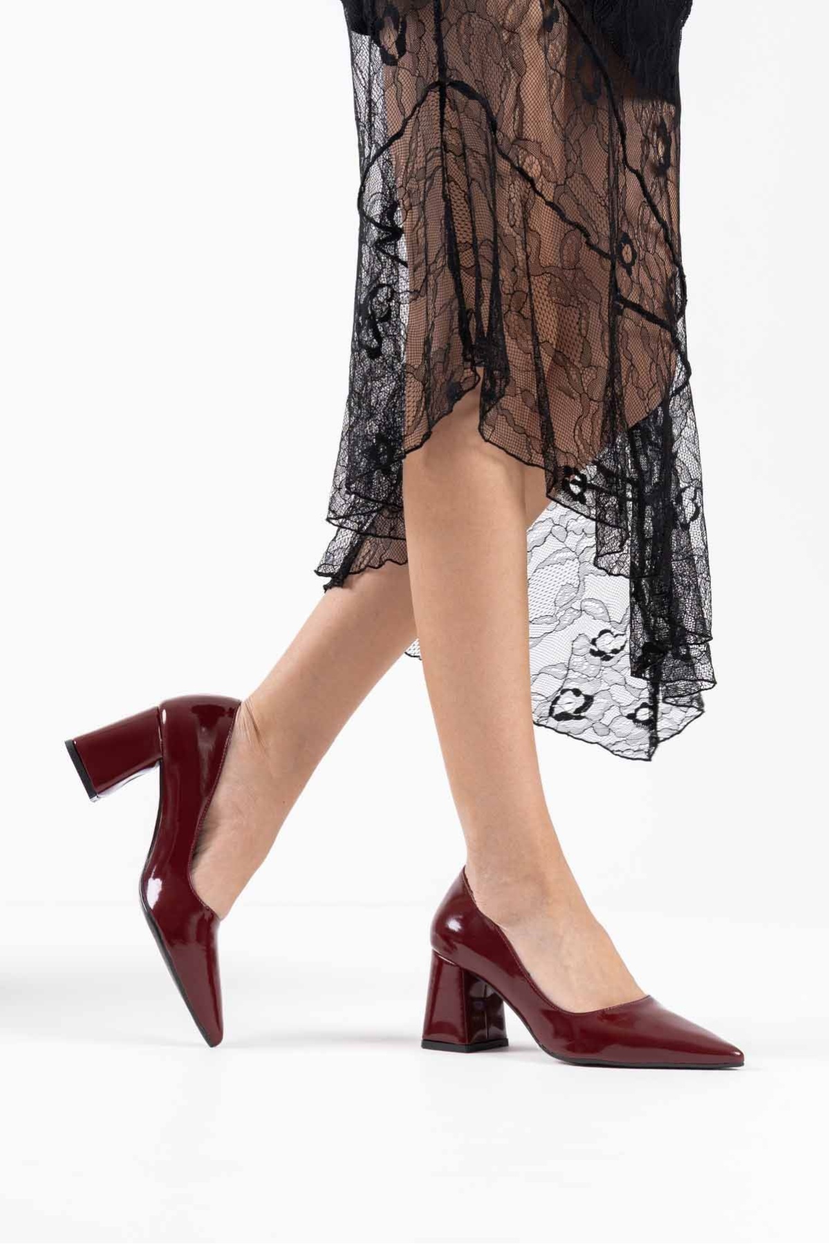 Valeria Bordo Rugan Kadın Topuklu Ayakkabı