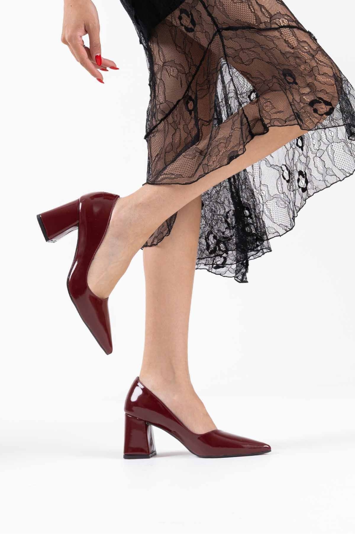 Valeria Bordo Rugan Kadın Topuklu Ayakkabı