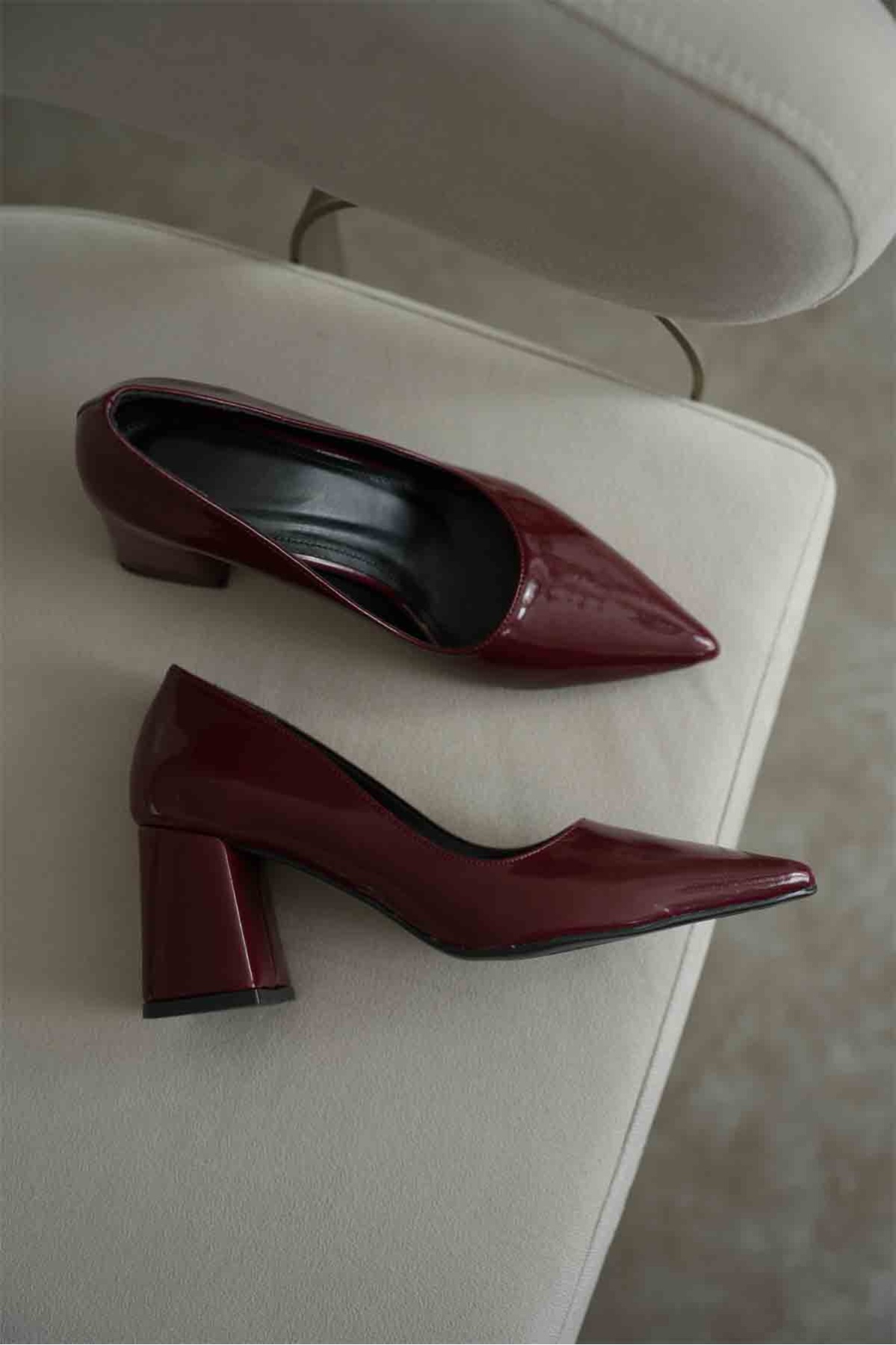 Valeria Bordo Rugan Kadın Topuklu Ayakkabı