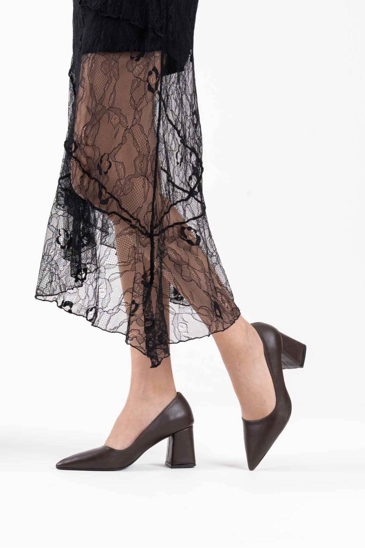 Valeria Acı Kahve Cilt Kadın Topuklu Ayakkabı