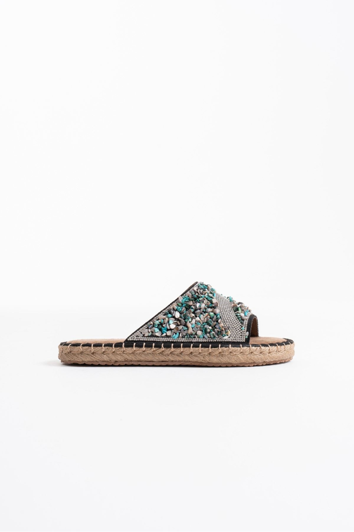 Dennis Kadın Siyah Taş İşlemeli Terlik