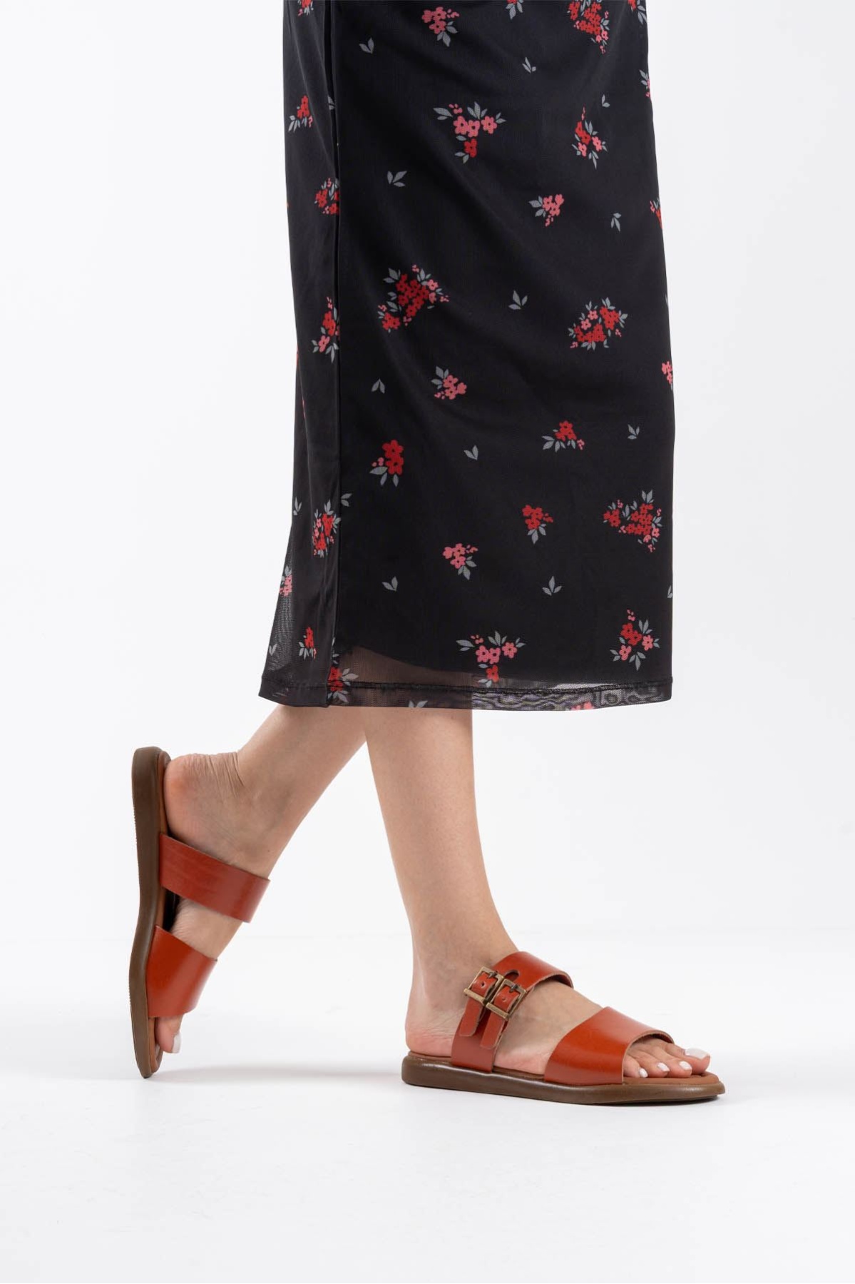 Kares Kiremit Hakiki Deri Terlik