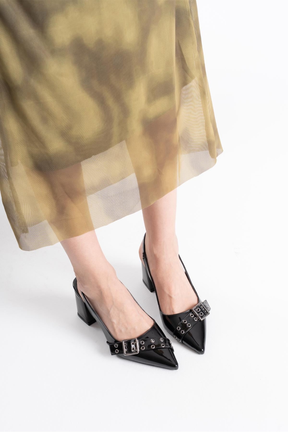 Keira Siyah Rugan Kadın Topuklu Ayakkabı