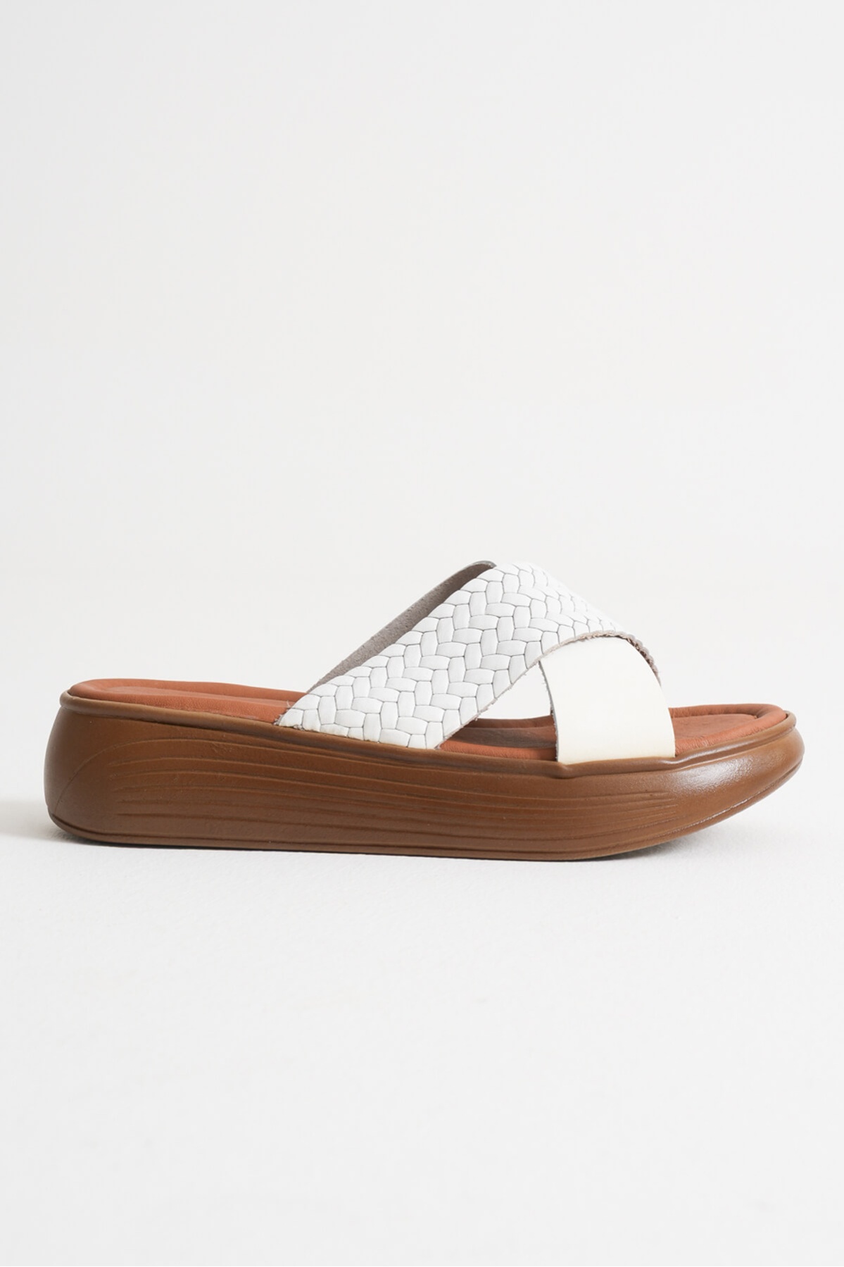 Fayn Beyaz Hakiki Deri Terlik