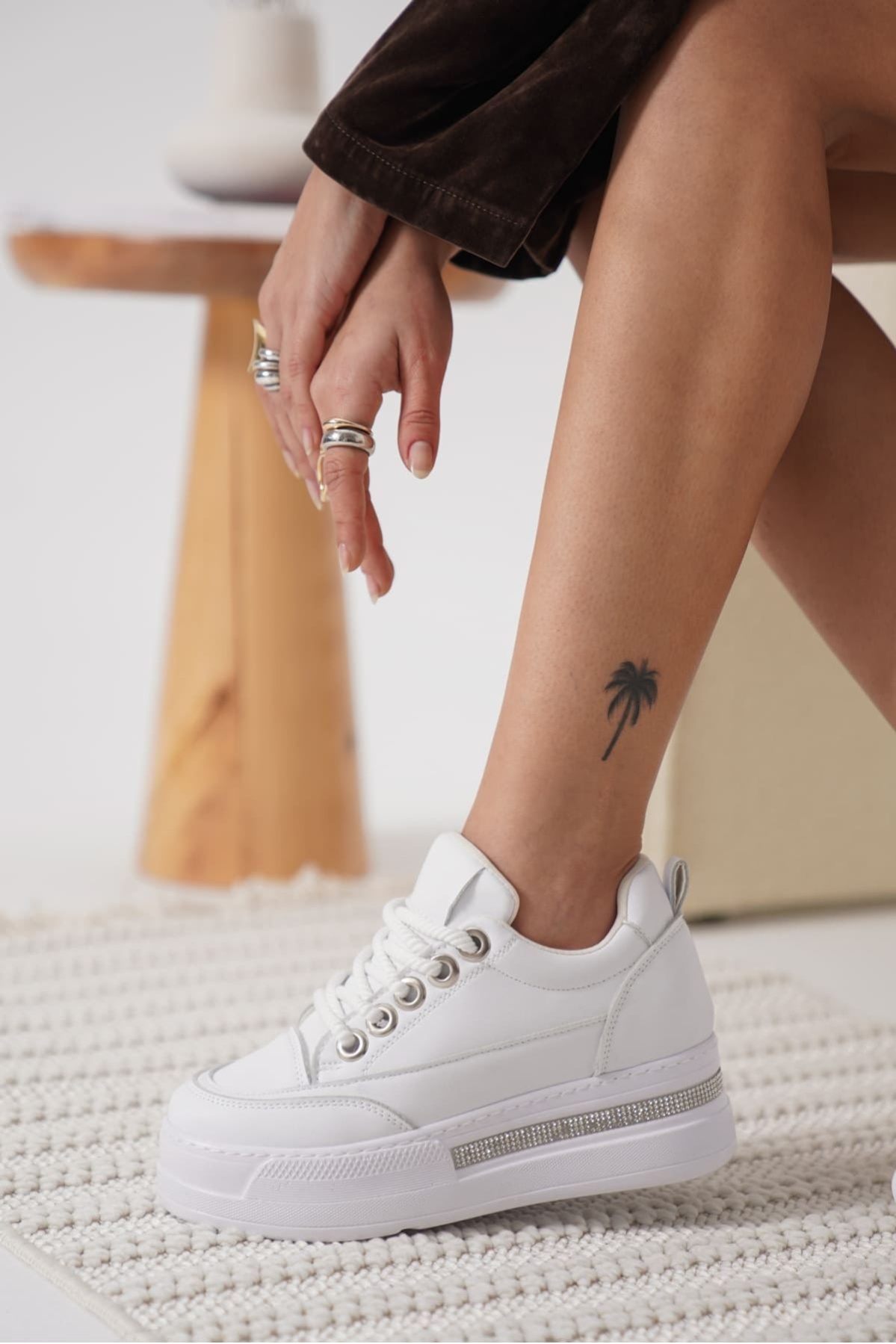 Alice Beyaz Kadın Gizli Topuklu Sneaker