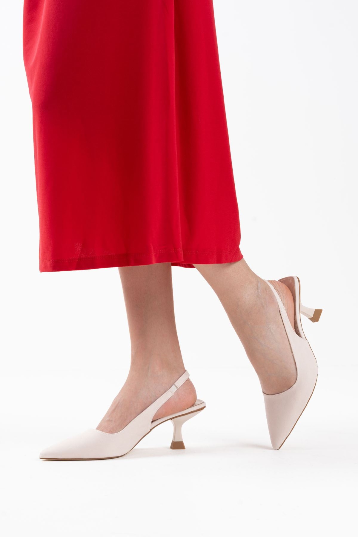 Angelica Kadın Bej Saten Topuklu Ayakkabı