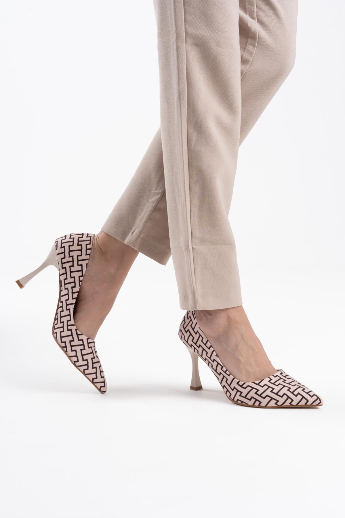 Kelsey Kadın Bej Desenli Stiletto