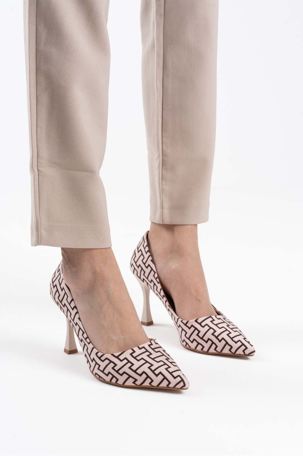 Kelsey Kadın Bej Desenli Stiletto