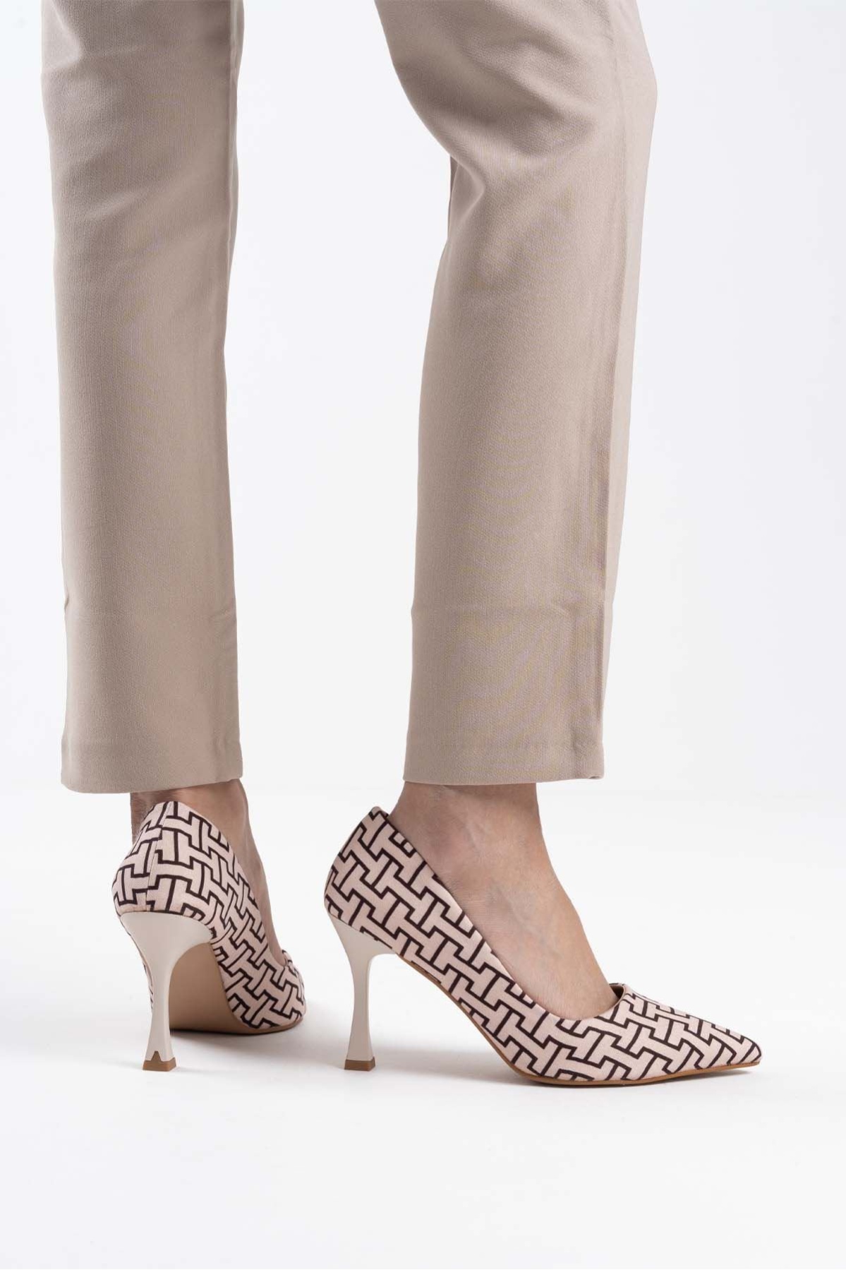 Kelsey Kadın Bej Desenli Stiletto