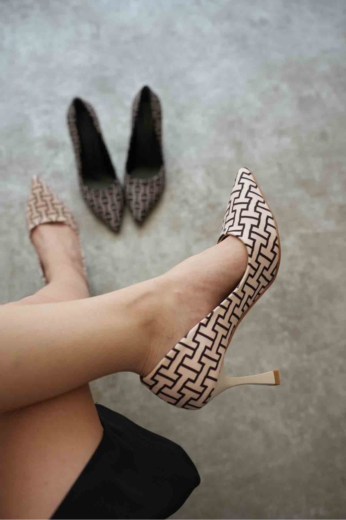 Kelsey Kadın Bej Desenli Stiletto