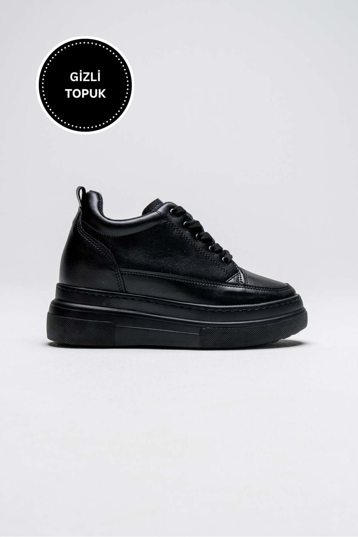 Lauren Kadın Gizli Topuk Mat Siyah Spor Ayakkabı