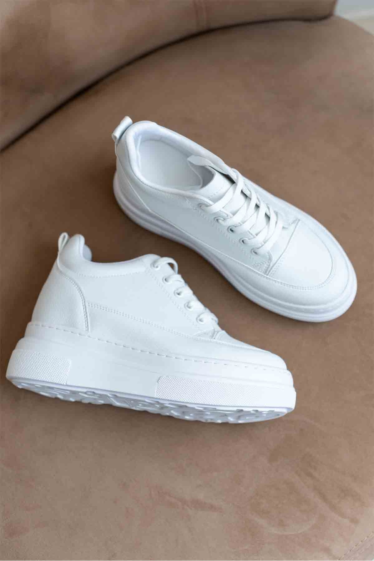 Lauren Kadın Gizli Topuk Mat Beyaz Spor Ayakkabı