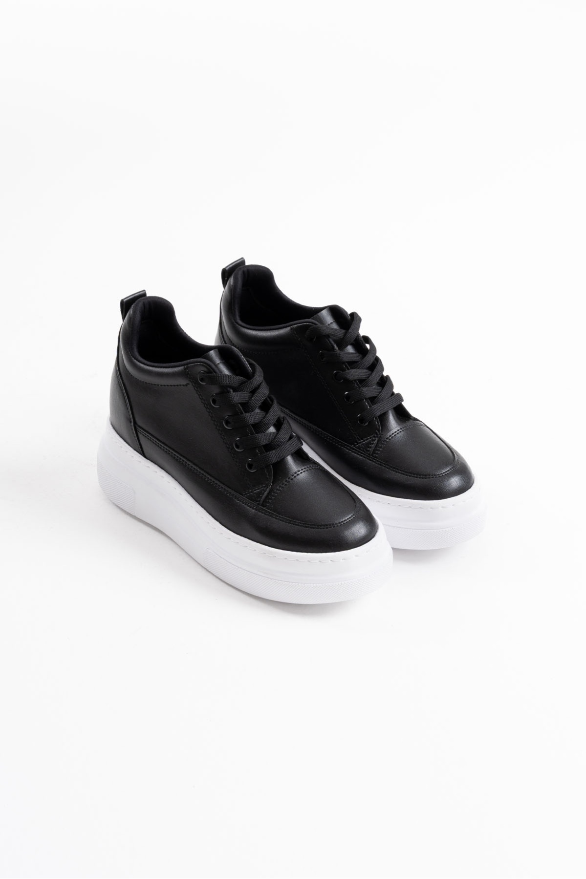 Lauren Kadın Gizli Topuk Beyaz Tabanlı Siyah Spor Ayakkabı