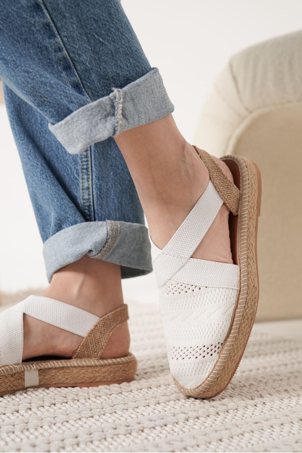 Rosa Kadın Beyaz Espadril Ayakkabı