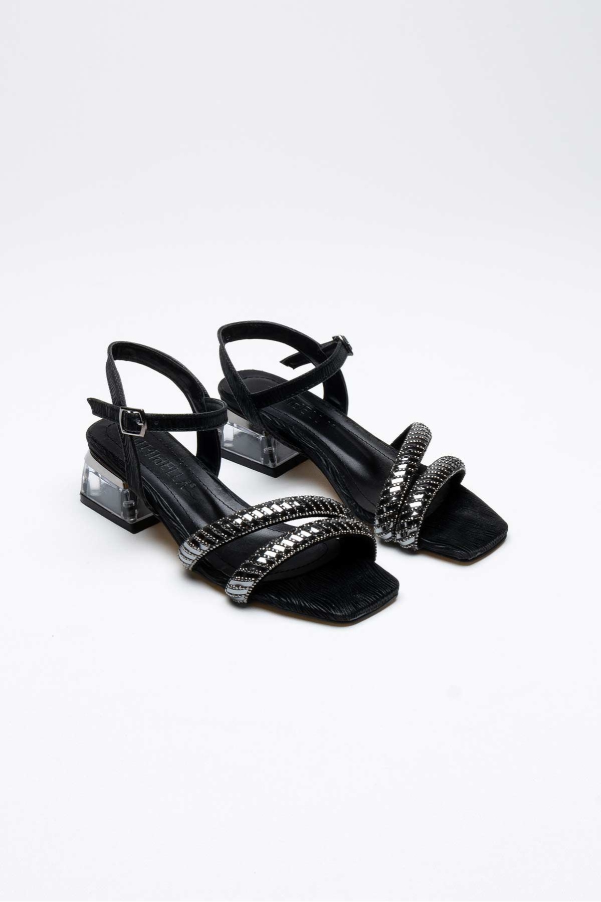 Rule Siyah Taşlı Kadın Topuklu Sandalet
