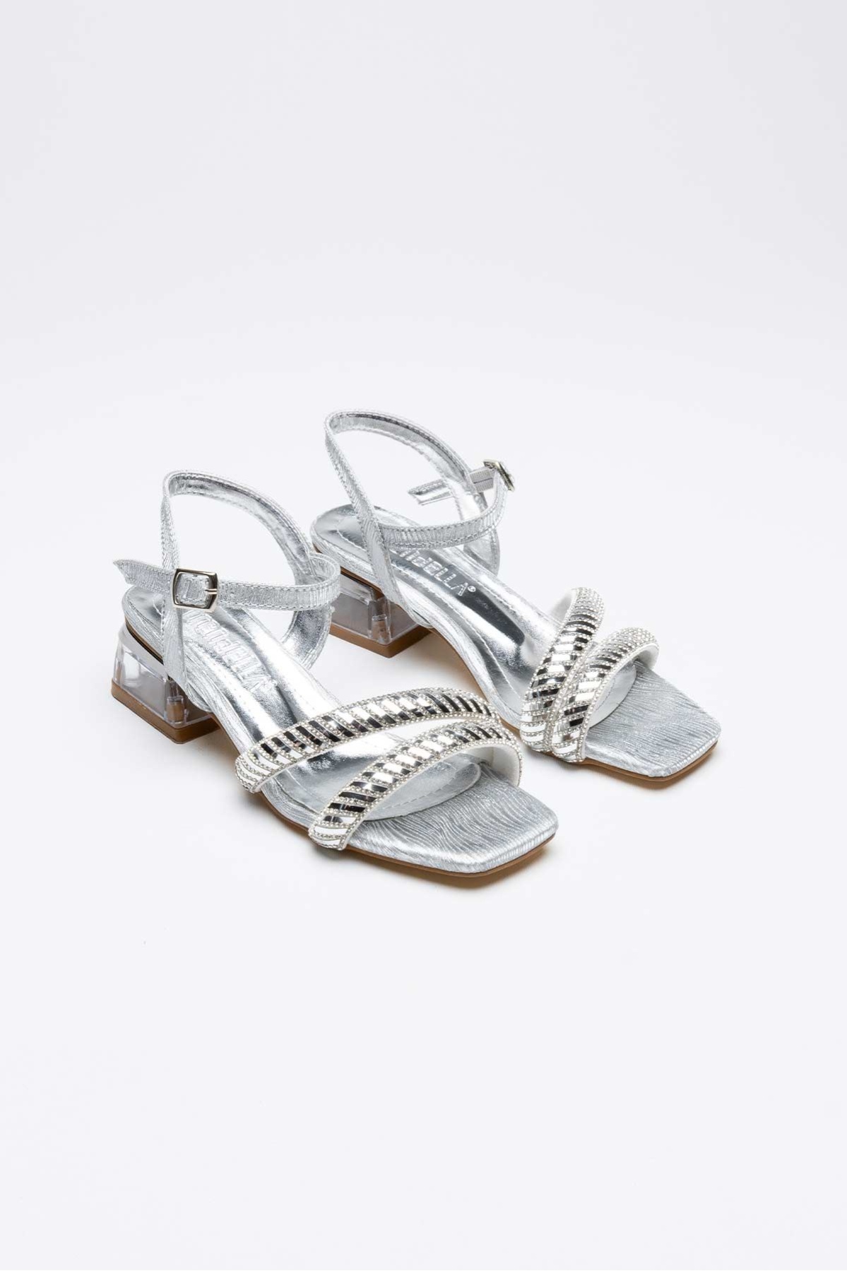 Rule Gümüş Taşlı Kadın Topuklu Sandalet