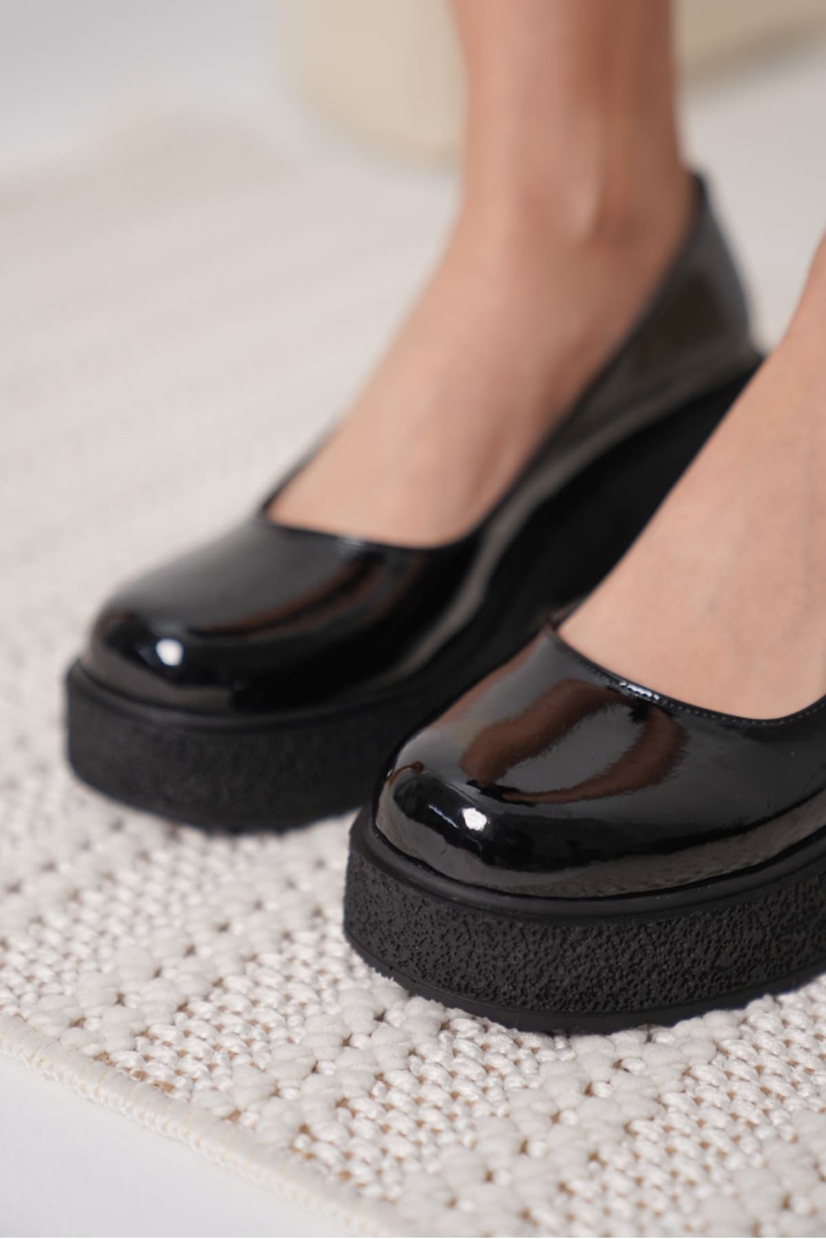 Talya Kadın Siyah Rugan Günlük Ayakkabı