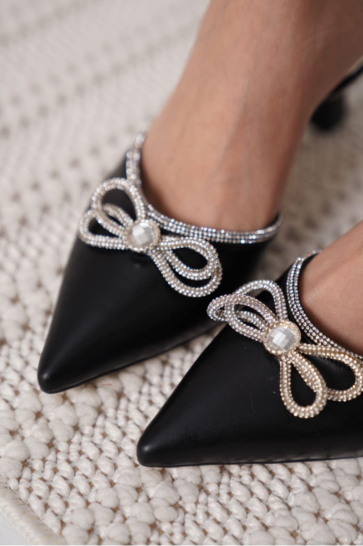 İrina Kadın Siyah Taşlı Topuklu Ayakkabı