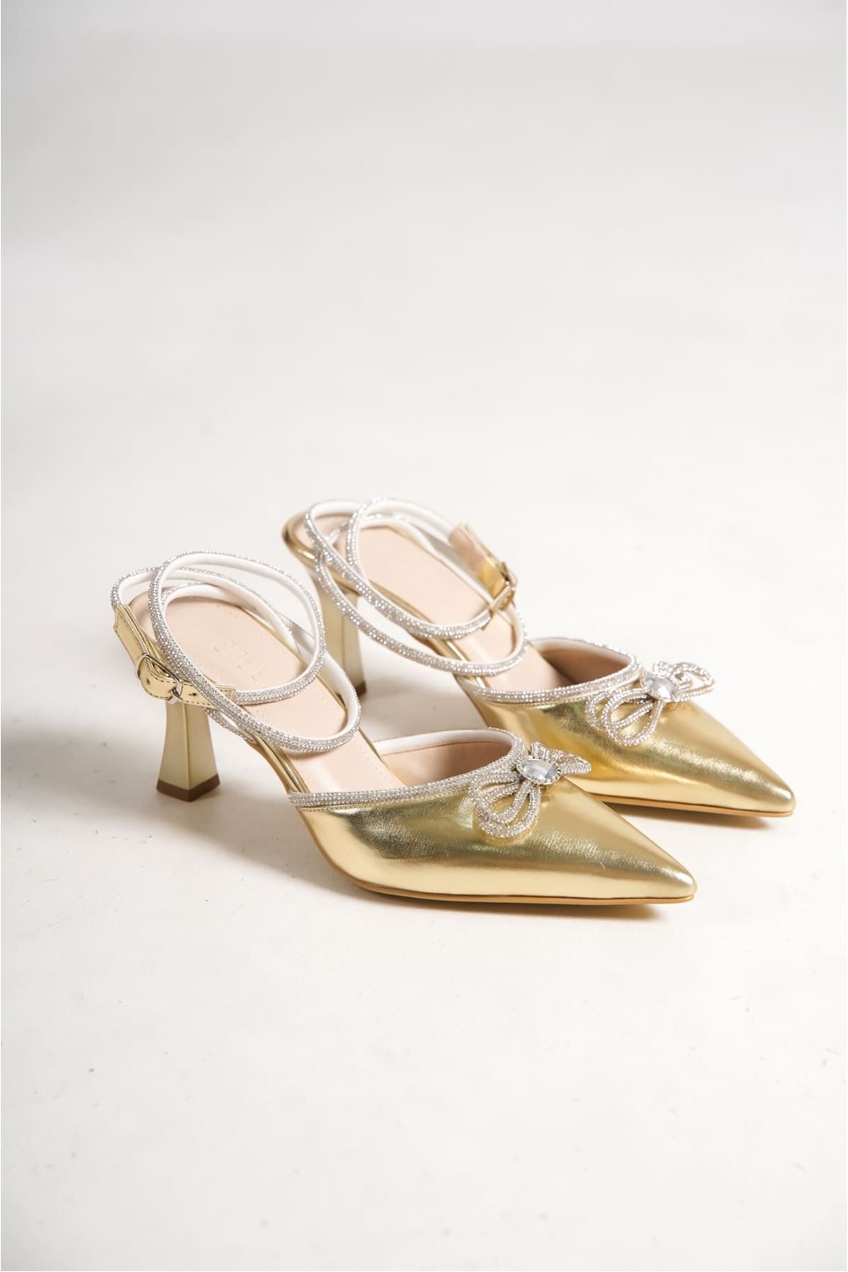 İrina Kadın Altın Taşlı Topuklu Ayakkabı