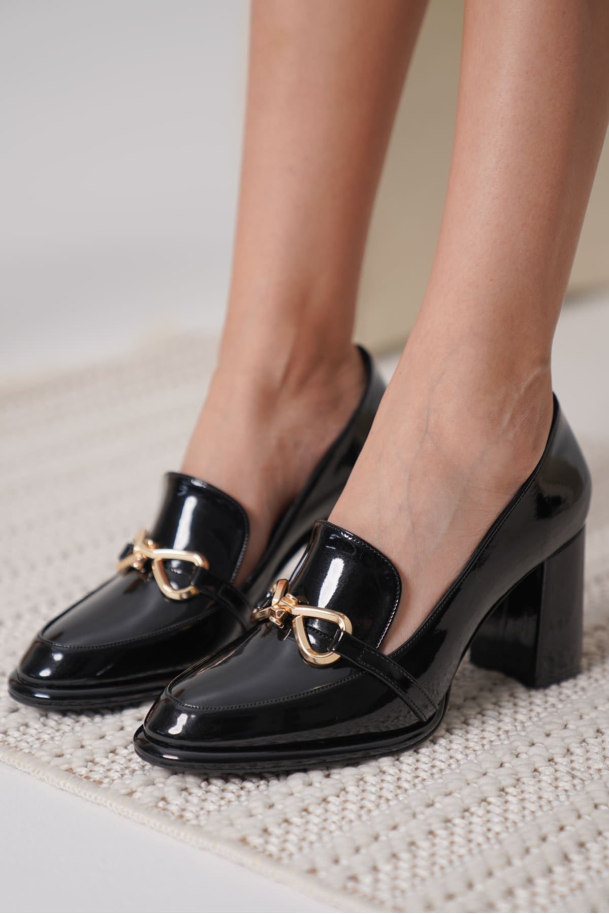 Melly Siyah Rugan Kadın Topuklu Ayakkabı