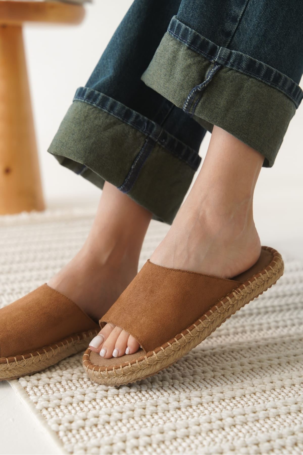 Grey Süet Taba Kadın Terlik